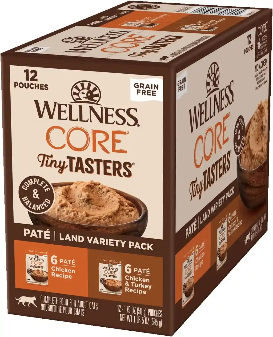 wellness-core-tiny-tasters-pate-variety-pack-adult-wet-cat-food-natural-protein-rich-grain-free-land-recipes-1-75-oz-pack-of-12-pouches