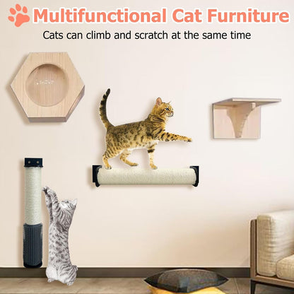Cat Scratching Post Wall Mounted 2 Pack Cage Mount Cat Scratcher 2-In-1 Natural Sisal Kitty Scratch Posts with Self Groomer Massager for Scratch and Climbing 15.7X2.7In (White)5