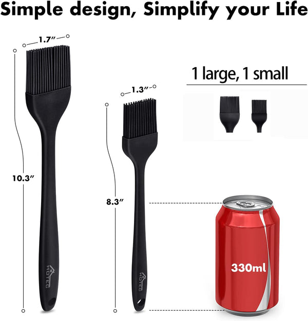 600℉ Heat Resistasnt Basting Brushes, BPA Free Silicone Pastry Brush, Spread Oil Butter Sauce Marinades for BBQ Grill Barbecue Baking Kitchen Cooking Dishwasher Safe (Black 2)2