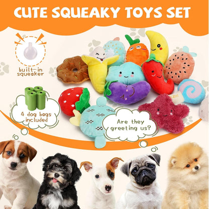 20-Pack Plush Squeaky Dog Toys for Small Dogs | 16 Plush Toys,4 Dog Bags,Built-In Squeakers,Keeps Dogs Busy,Boredom Relief2