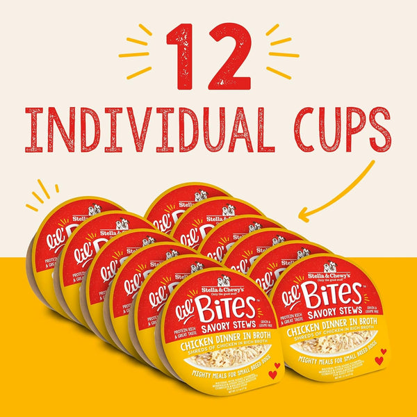 Stella & Chewy'S Lil Bites Savory Stews for Small Breeds Chicken Dinner in Broth, 2.7 Oz. Cups (Pack of 12)2