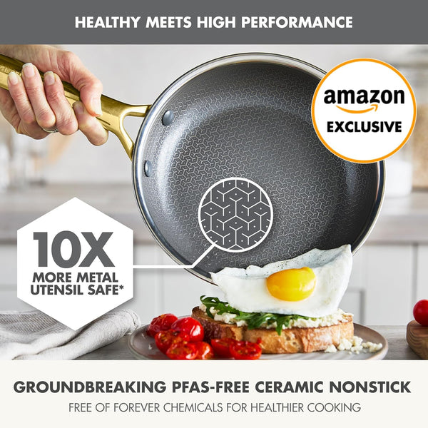 Hybrid 2 Piece (9.5" & 11") Stainless Steel & Ceramic Skillet Set | APEX Tri-Ply Pan, Pfas-Free Thermobond Nonstick, Induction & All Cooktop Compatible, Dishwasher & Oven Safe up to 850F, Gold2