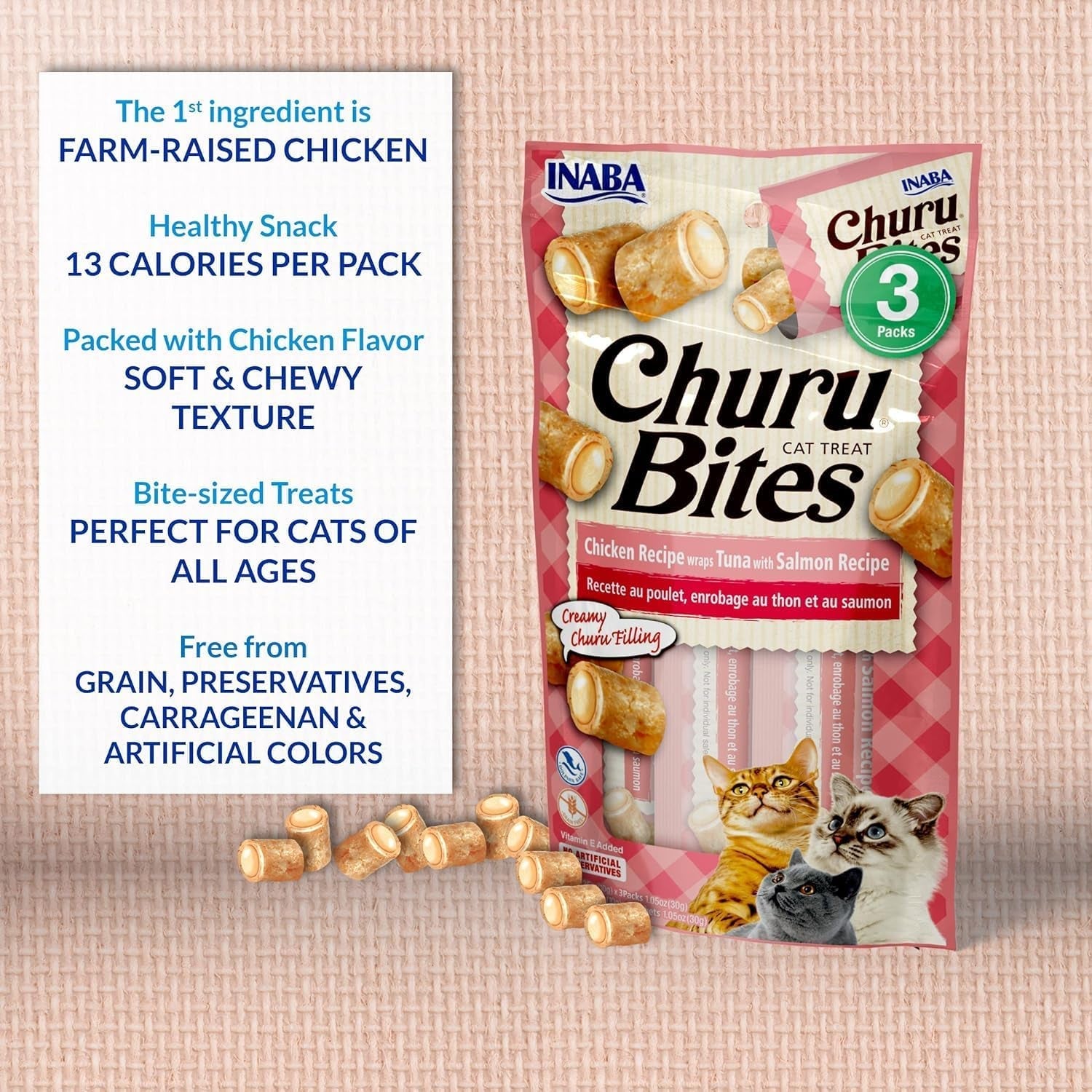 inaba-churu-bites-for-cats-soft-baked-chicken-churu-filled-cat-treats-with-green-tea-extract-0-35-ounces-each-tube-12-tubes-total-4-flavor-variety