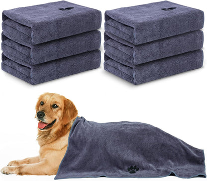 WOUSEDO Microfiber Dog Towels for Drying Dogs 2 Pack, 40'' X 23.6'' | Super Absorbent and Soft Pet Grooming Towel, Perfect Shower & Bath Supplies for Dogs(Grey)8