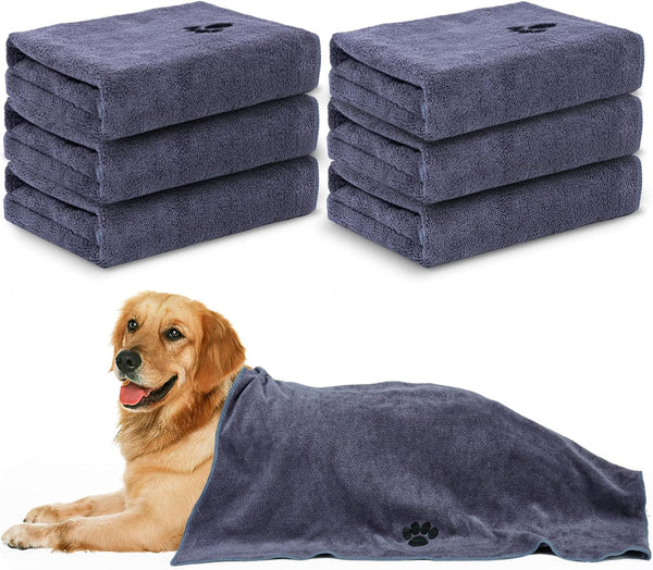 WOUSEDO Microfiber Dog Towels for Drying Dogs 2 Pack, 40'' X 23.6'' | Super Absorbent and Soft Pet Grooming Towel, Perfect Shower & Bath Supplies for Dogs(Grey)8