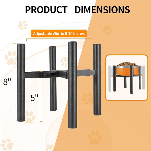 PROERR Lifted Dog Bowl Stand - without Bowls, Single Raise Pet Food Table Adjustable Wide 6-10", Tall 8 10 12" - Bowl Stand Size Optional, Dog Bowls Holder Elevated for Small Medium Large Dogs Breed3