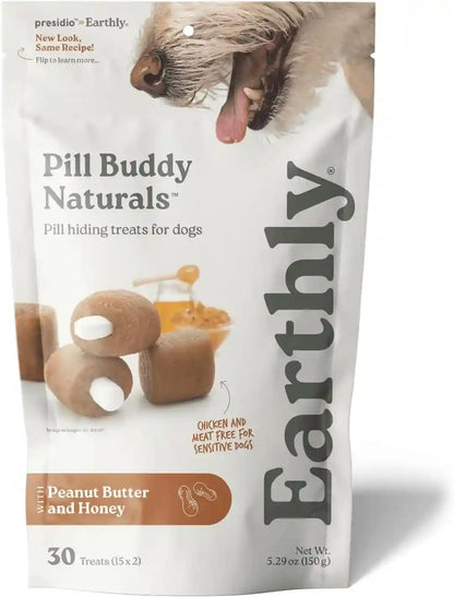 Presidio Earthly Pill Buddy Naturals - PB & Apple Recipe Pill Hiding Treats for Dogs - Make a Perfect Pill Concealing Pocket or Pouch for Any Size Medication - 30 Servings24