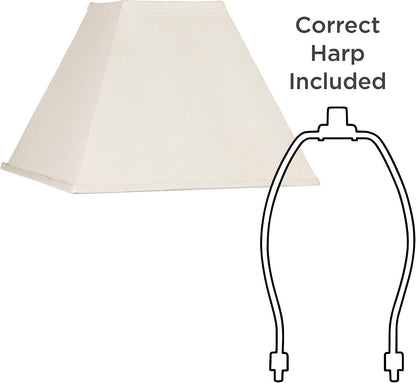 Large Beige Linen Set of 2 Square Lamp Shades 7X17X13 (Spider) | 7" Top X 17" Bottom X 12" High X 13" Slant Replacement for Table + Floor Lamps Tapered Shade Pre-Assembled Harp + Finial6