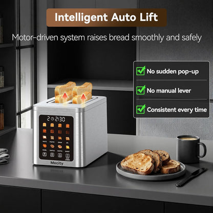 2 Slice Smart Touchscreen Toaster, Stainless Steel Wide Slot Toasters with Auto Lift & 30-Minute Warm, Memory Function, Defrost & Auto Shutoff, Digital Electric Bread Toaster for Bagels5