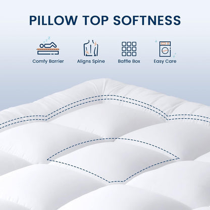 Full Size Mattress Topper Extra Thick, Cooling Plush Mattress Pad | Soft & Breathable Brushed Cover, down Alternative Fill, Pillow Top Bed Topper with 8-21" Deep Pocket2