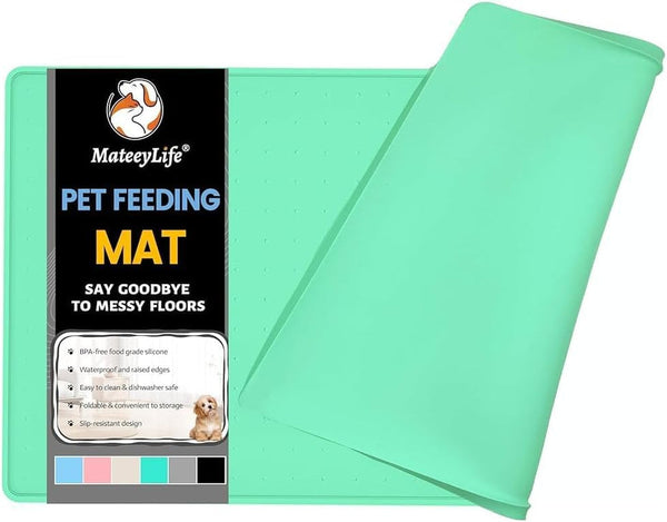 Mateeylife Silicone Cat & Dog Food Mat for Floors Waterproof, Anti-Slip Dog Bowl Mats for Food and Water, Pet Feeding Mats with Lip to Prevent Spills, Pet Placemat for Messy Drinkers to Protect Floors14