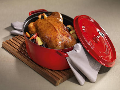 STAUB Cast Iron Dutch Oven 7-Qt Oval Cocotte, Made in France, Serves 7-8, Cherry2
