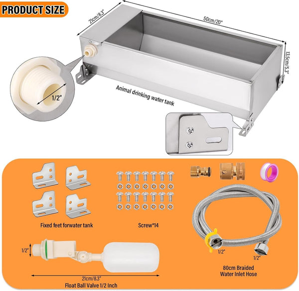 Automatic Livestock Water Trough Large Capacity, Self Filling Dog Waterer | Outdoor Animal Drinking Water Bowl Dispenser with Float Valve, Stainless Steel Water Trough for Horse,Goat,Pig,Dog,Sheep2