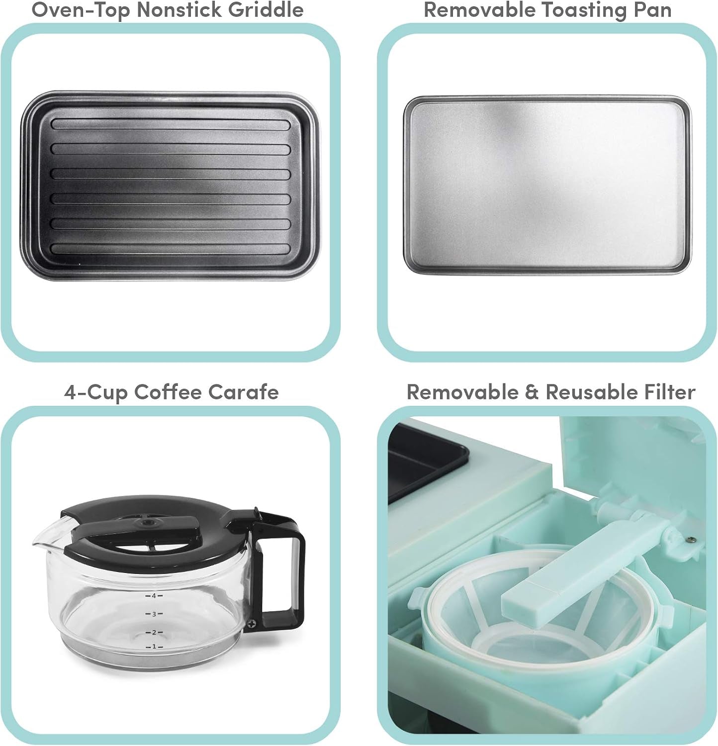 americana-breakfast-center-griddle-toaster-oven-blue-2-slice-w-15-min-timer-heat-selector-mode-plus-9-5-griddle-w-glass-lid-4-cup-coffeemaker