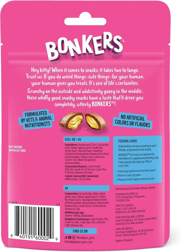 Bonkers Bites Salmon Supreme Flavor Crunchy & Soft Treats for Cats, 3Oz Bag (Pack of 10)8