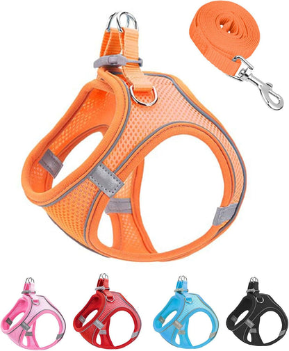 XXXS Pink Soft Mesh Dog Harness and Leash Set,No Escape Puppy Harnesses for Training Walking， Reflective Adjustable Puppy Vest for Small Medium Dogs, Cats (Pink, XXXS)9