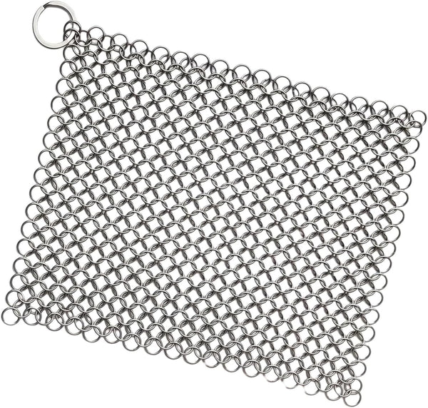 8"X6" Cast Iron Scrubber Stainless Steel Chainmail Cleaner for Pre-Seasoned Pans, Griddles, BBQ Grill and Pot Cookware Cleaning1