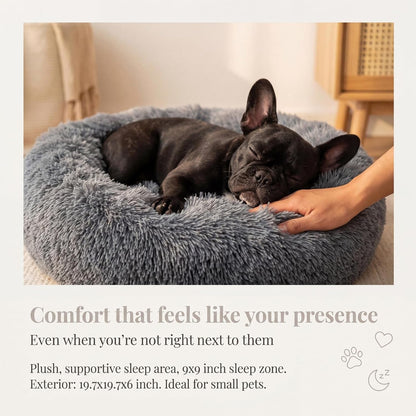 Small Calming Dogs Bed for Small Dogs Anti-Anxiety Machine Washable Fluffy Luxury Anti-Slip Waterproof Mute Base Warming Cozy Soft Pet Puppy round Bed2