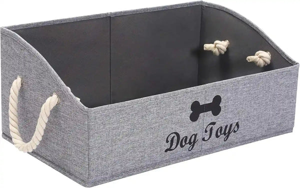 Morezi Large Dog Toy Bin Puppy Shallow Toy Basket Dog Toy Storage Perfect for Living Room Playroom Closet Home Organization - Grey Canvas10