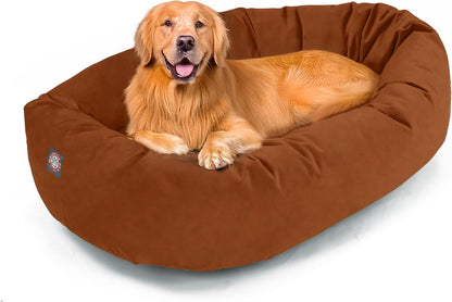 Majestic Pet 32 Inch Suede Calming Dog Bed Washable – Cozy Soft round Dog Bed with Spine Support for Dogs to Rest Their Head - Fluffy Donut Dog Bed 32X23X7 (Inch) - round Pet Bed Medium – Sage22