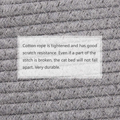Cat Bed Basket Nest round Cotton Rope Woven Warm Medium,Pet Sleeping Bed House Cute Fun Scratcher Scratching Scratch Mat Pad for Puppy Small Dogs Indoor Play Eco Washable Winter Summer (Gray)4