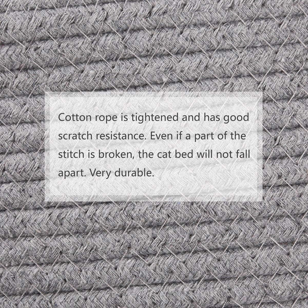 Cat Bed Basket Nest round Cotton Rope Woven Warm Medium,Pet Sleeping Bed House Cute Fun Scratcher Scratching Scratch Mat Pad for Puppy Small Dogs Indoor Play Eco Washable Winter Summer (Gray)4