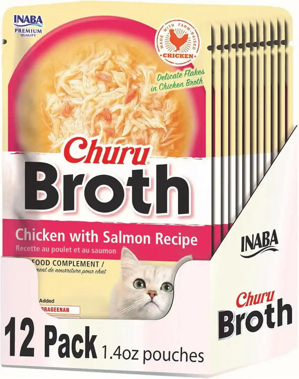 INABA Churu Broth for Cats, Side Dish Pouch, 1.4 Ounces per Pouch, 12 Pouches, Chicken & Seafood Variety11