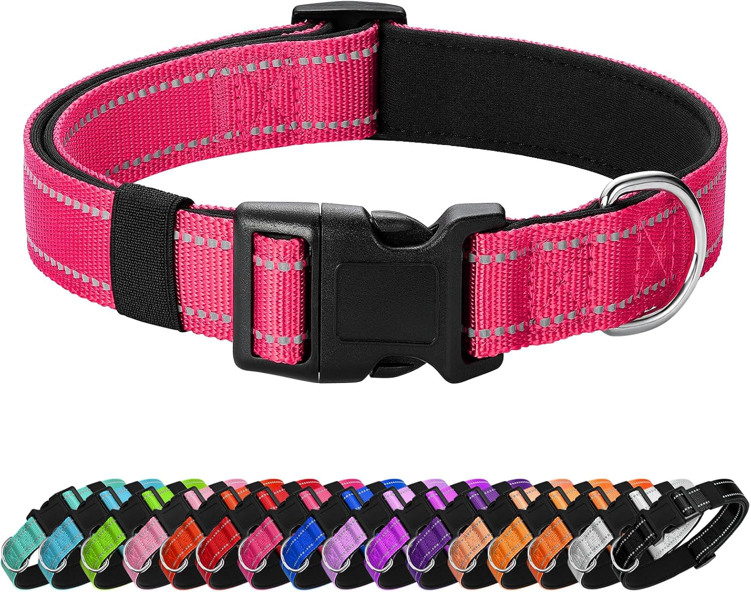 reflective-dog-collar-padded-with-soft-neoprene-breathable-quick-release-basic-dog-collars-for-medium-dogs-purple-girl