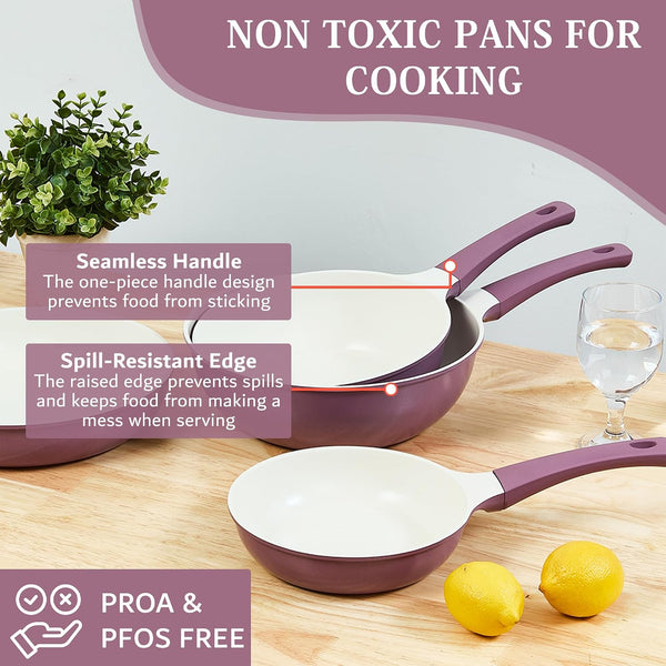 Non Stick Ceramic Wok Pan Skillet | Scratch-Resistant PFOA & PFOS Free Non Toxic Wok for Cooking | Compatible with Induction, Gas & Electric Stovetops (11 Inch)5