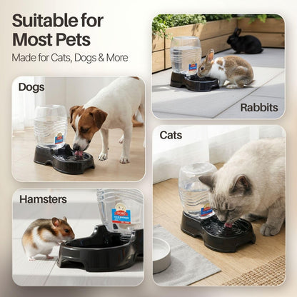 Flexzion Automatic Gravity Pet Waterer for Cat & Dog - Non-Skid & Easy-Clean Auto Replenish Water Dispenser Drinking Bowl (1/4 Gallon/ 900Ml), Black8