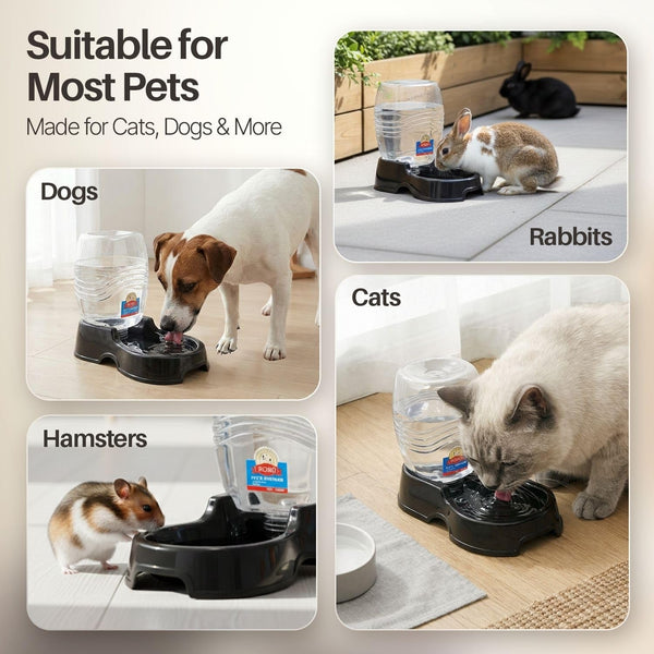 Flexzion Automatic Gravity Pet Waterer for Cat & Dog - Non-Skid & Easy-Clean Auto Replenish Water Dispenser Drinking Bowl (1/4 Gallon/ 900Ml), Black8