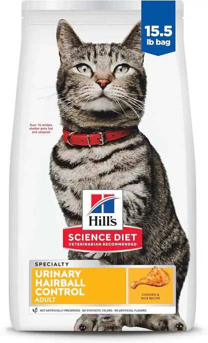 Hill'S Science Diet Adult Urinary & Hairball Control Dry Cat Food | #1 Veterinarian Recommended, Chicken Recipe, 7 Lb. Bag15