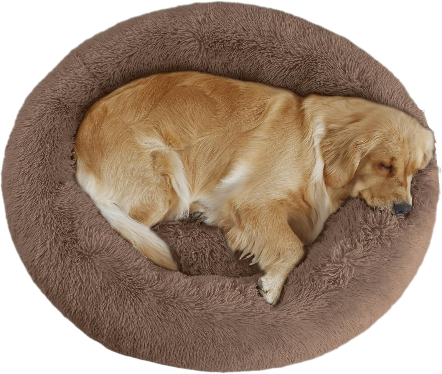 bunlitent-39-inch-calming-dog-bed-donut-dog-bed-for-large-sized-dog-grey-plush-anti-anxiety-donut-shape-warming-cozy-round-cuddler-nest-soft-cute-marshmallow-cuddler-nest-pet-bed