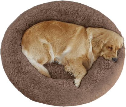 Bunlitent 39 Inch Calming Dog Bed, Donut Dog Bed for Large Sized Dog, Grey | Plush Anti-Anxiety, Donut Shape, Warming Cozy, round Cuddler Nest, Soft Cute,Marshmallow Cuddler Nest Pet Bed7