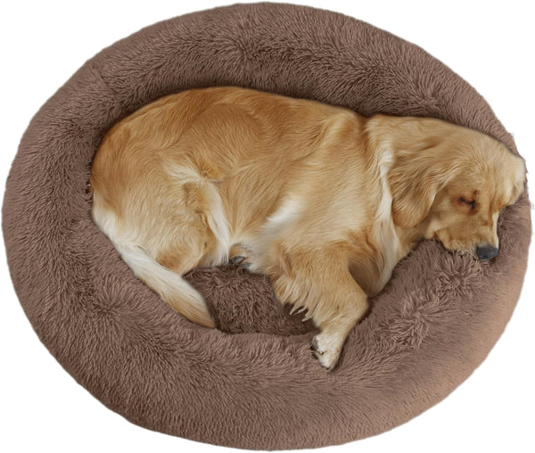 Bunlitent 39 Inch Calming Dog Bed, Donut Dog Bed for Large Sized Dog, Grey | Plush Anti-Anxiety, Donut Shape, Warming Cozy, round Cuddler Nest, Soft Cute,Marshmallow Cuddler Nest Pet Bed7