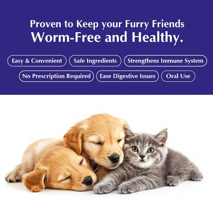No More Worms in Cats and Dogs- Dewormer for Cats and Dewormer for Dogs - Chicken Flavour 120 Ml / 4 Oz Glass Bottle – Includes 3 Ml Dropper with Cap (Chicken Flavor)7