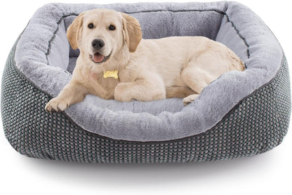 INVENHO Medium Dog Beds for Medium Dogs Washable, Rectangle Dog Bed Medium Size Dog, Orthopedic Dog Bed, Warming Soft Calming Sleeping Puppy Bed Durable Pet Bed with Anti-Slip Bottom M(30"X24"X9")1