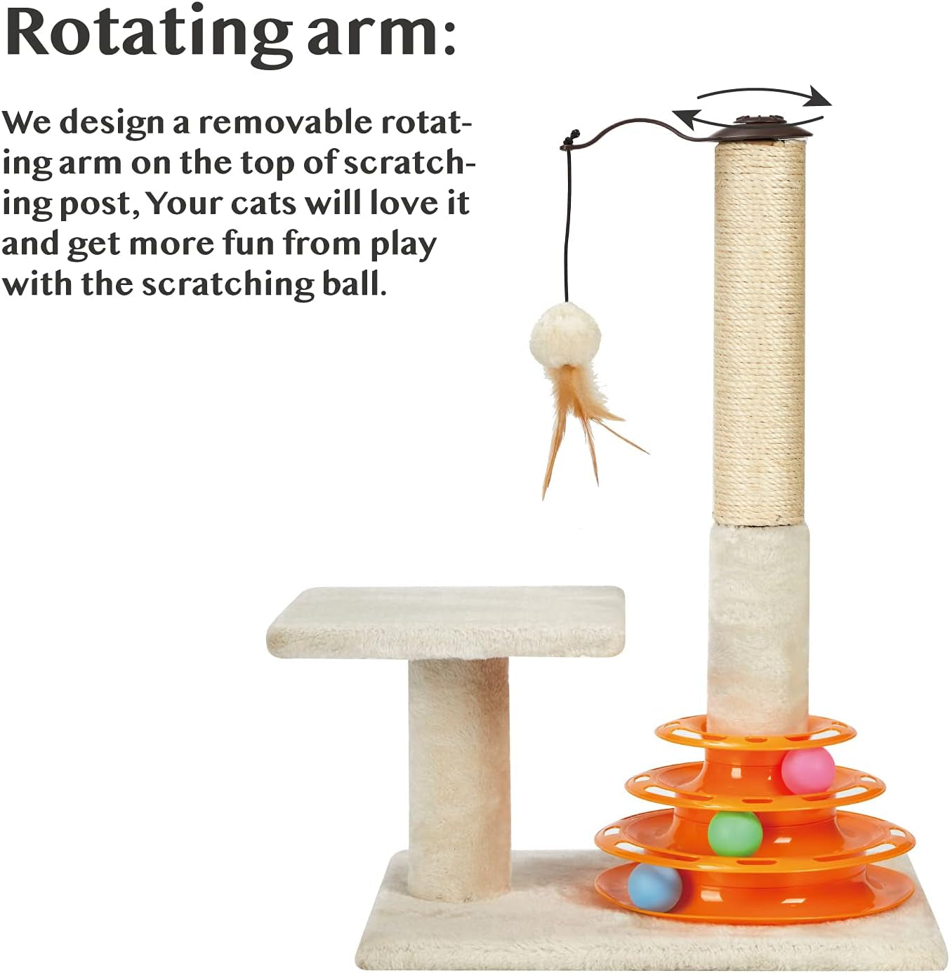 peekab-cat-scratching-post-kitten-sisal-scratcher-tree-with-tracks-toy-balls-for-indoor-cats-and-kittens-25-inches