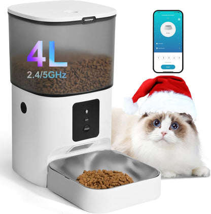 Automatic Cat Feeder, 4L Cat Food Dispenser with 10S Voice Recorder, Pet Feeder up to 8 Meals per Day, Timed Dog Feeder with Dry Food Sealed Ring13