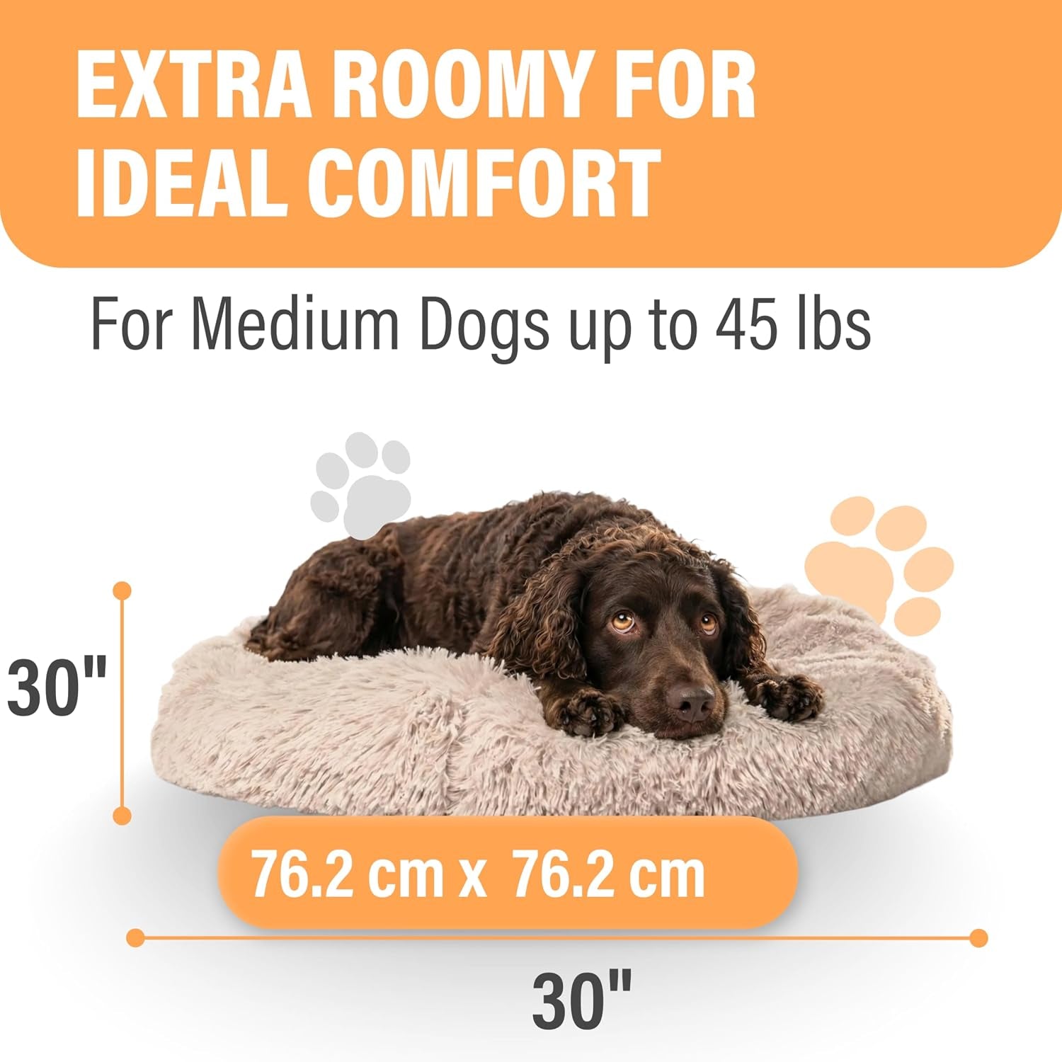 active-pets-premium-medium-donut-dog-bed-fits-up-to-45-lbs-machine-washable-cushion-plush-long-pile-faux-fur-fabric-portable-beige-pet-bed-furniture-for-puppies-adult-canines-cats