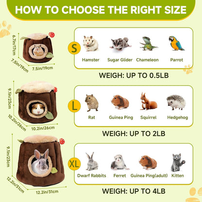 LYART Guinea Pig Hamster Bedding or Hideout for Mouse Mice Rat Ferret Bunny Fluff Bedding Bed House Cage Accessories, Dwarf Rabbits Hedgehog Bearded Dragon Warm Bedding Winter Nest Cave, Washable(2.L)4
