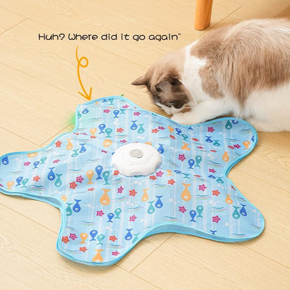 Rechargeable Automatic Cat Toy, 3-Mode Touch-Activated Interactive Toy with Random Motion, Concealed Feather & Squeaky Sound for Indoor Cats & Kittens (Blue)5