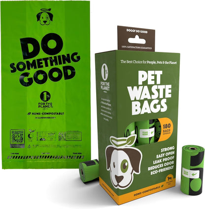 Doggy Do Good - 180 Count, Heavy Duty Poop Bags for Dogs - Standard Size - Dog Waste Bags Made with 50% Recycled Plastic + 15% Biobased Material - Landfill-Friendly, Unscented, Leak-Proof | Heavy-Duty, Easy-Open Dog Bags - 50% Recycled Plastic & 15% Biobased Materials - Trash-Bin Ready & Land-Fill Friendly1