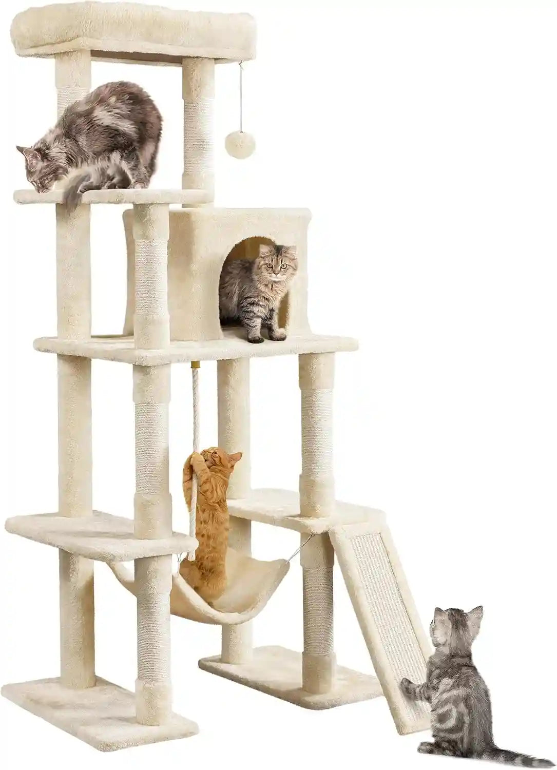 yaheetech-54in-cat-tree-tower-for-large-cats-multi-level-condo-hammock-sisal-scratching-posts-roomy-condo-holds-up-to-22-lb-a-wide-21-inch-top-perch-fit-large-cats-dark-gray