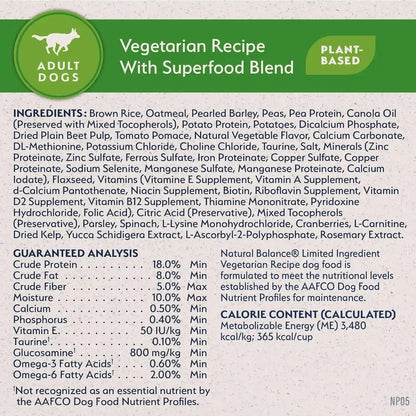 Natural Balance Limited Ingredient Adult Dry Dog Food with Vegan Plant Based Protein and Healthy Grains, Vegetarian Recipe, 24 Pound (Pack of 1)9