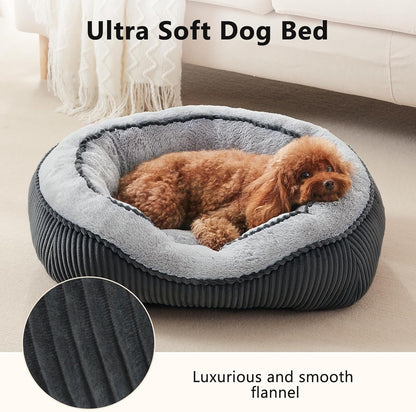 Washable Dog Bed for Small Medium Sized Dogs, Rectangle Small Puppy Cat Dog Beds, Orthopedic Pet Bed, Soft Breathable Calming Pet Sofa Bed Anti-Anxiety with Anti-Slip Buttom, S(20"X19"X6")4