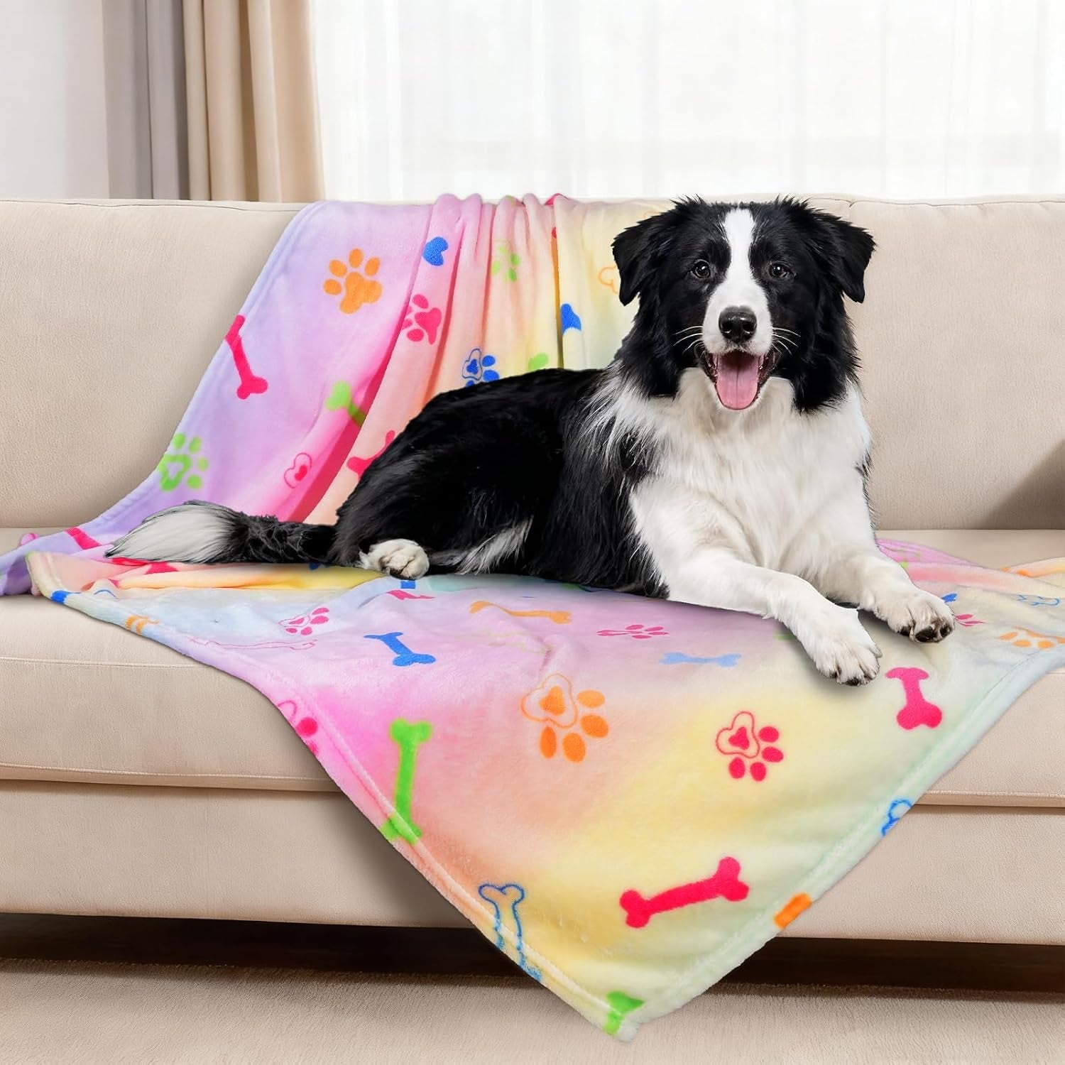 rezutan-blanket-for-large-dogs-cat-flannel-washable-soft-pet-mat-throw-cover-for-kennels-beds-sofas-furniture-protection-cute-paw-pattern-black-50x40-inch