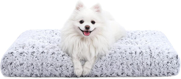 KSIIA Washable Dog Bed Deluxe Plush Dog Crate Beds Comfy Kennel Pad Anti-Slip Pet Sleeping Mat for Large, Jumbo, Medium, Small Dogs Breeds, 35" X 23", Gray17