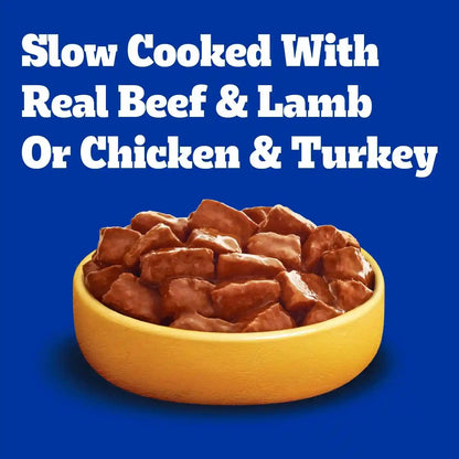 Pedigree High Protein Cuts in Gravy Pack Wet Dog Food, 13.2 Oz, 12 Count | Beef, Lamb, Chicken & Turkey, Slow Cooked Real Meat, 40G+ Protein per Can, Serve as Topper or Complete Meal, Canned Dog Food4