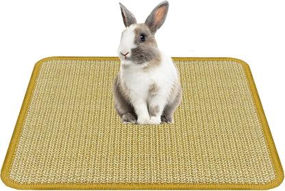 DYAUS Rabbit Scratching Pad, Sisal Bunny Scratch Pad, Natural Rabbit Foraging Mats for Cages, Indoor Bunny Toys Accessories for Bedding Biting Sleeping Resting (2PCS, 16X12In)9